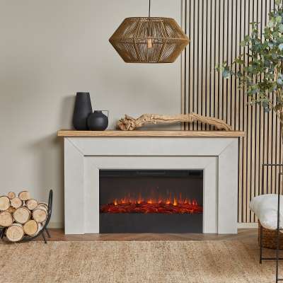 Malie Landscape Long and Wide Indoor Electric Fireplace With Mantel Portable Heater
