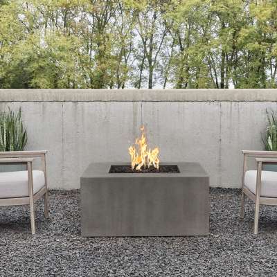 Casual Square GFRC Outdoor Natural Gas or Propane Fire Pit Fireplace Fire Table for Backyard or Patio