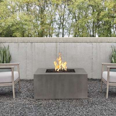 Estes Casual Square GFRC Outdoor Natural Gas or Propane Fire Pit Fireplace Fire Table for Backyard or Patio