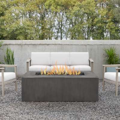 Casual Rectangle GFRC Outdoor Natural Gas or Propane Fire Pit Fireplace Fire Table for Backyard or Patio