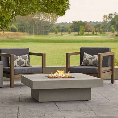Geneva Square GFRC Outdoor Natural Gas or Propane Fire Pit Fireplace Fire Table for Backyard or Patio
