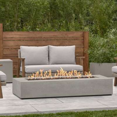 La Valle 72" Rectangle Propane Fire Table Outdoor Fire Pit Heater Fireplace Gray