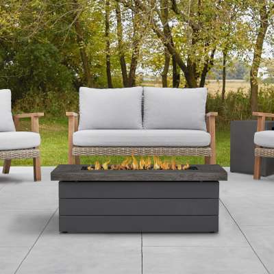 Sullivan Rectangle Propane Fire Pit Outdoor Fireplace Fire Table for Backyard or Patio