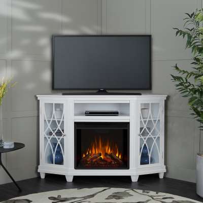 Lynette Corner Indoor Electric Fireplace Entertainment Center TV Stand Media Cabinet Media Console Mantel Heater
