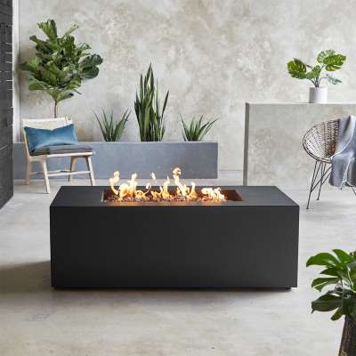 Coden 58" Aluminum Rectangle Propane Fire Pit Fire Bowl Outdoor Fireplace Fire Table for Backyard or Patio