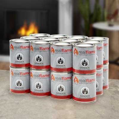Real Flame Gel Fuel Ventless Fuel Cans for Fireplaces and Fire Pots.