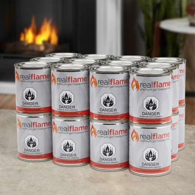 Real Flame Gel Fuel Ventless Fuel Cans for Fireplaces and Fire Pots.