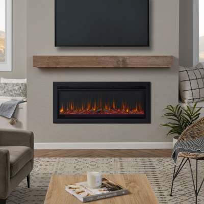Real Flame® 49" Wall-Mount or Recessed Electric Fireplace Insert Builders Box Modern Indoor Heater