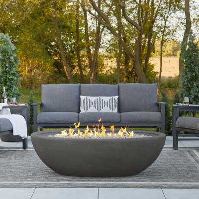 Riverside Large Oval Fire Pit Outdoor Fireplace Fire Table for Backyard or Patio Gray