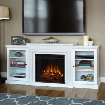 Frederick Indoor Electric Fireplace Entertainment Center TV Stand Media Cabinet Media Console Mantel Heater with Shelves