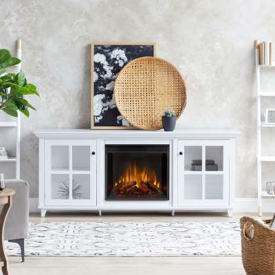 Norwell Indoor Electric Fireplace Entertainment Center TV Stand Media Cabinet Media Console Mantel Heater