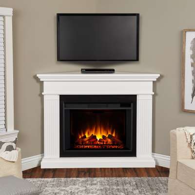 Kennedy Corner Extra Large Electric Fireplace With White Mantel Portable Indoor Heater