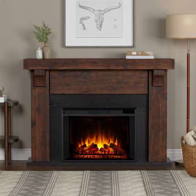 Grand Extra Large Electric Fireplace With Mantel Portable Indoor Heater And Hidden Shelves