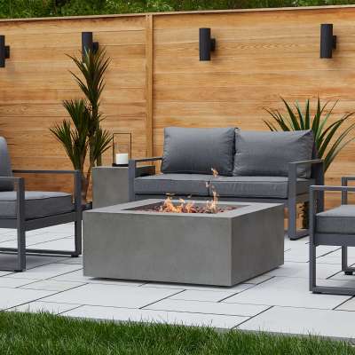 Baltic Square Natural Gas or Propane Fire Pit Outdoor Fireplace Fire Table for Backyard or Patio