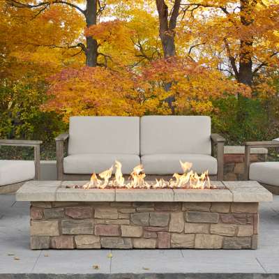 Sedona 66" Rectangle Propane Fire Pit Outdoor Fireplace Fire Table for Backyard or Patio