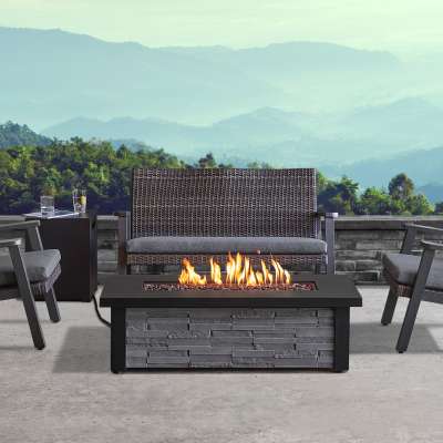 Berthoud Rectangle Outdoor Propane Fire Pit Fireplace Fire Table for Backyard or Patio