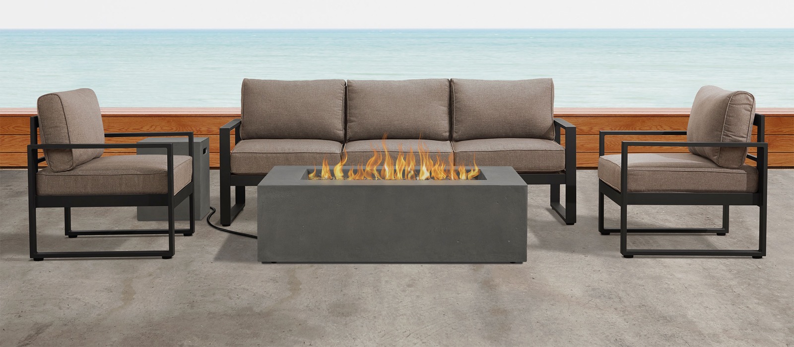 Geneva 60 Rectangle Fire Pit Table With Hidden Propane Tank