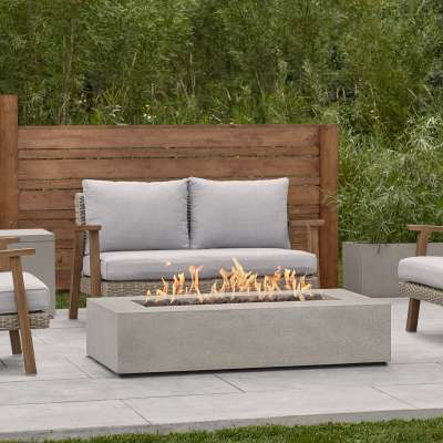 56" Rectangle GFRC Outdoor Natural Gas or Propane Fire Pit Fireplace Fire Table for Backyard or Patio