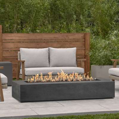 72" Rectangle GFRC Outdoor Natural Gas or Propane Fire Pit Fireplace Fire Table for Backyard or Patio