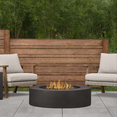 43" Round GFRC Outdoor Natural Gas or Propane Fire Pit Fireplace Fire Table for Backyard or Patio